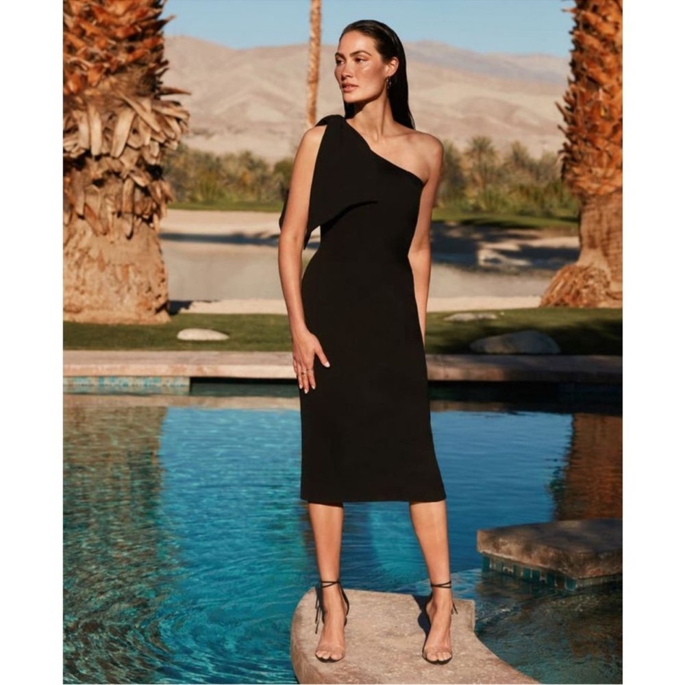 Dress the Population Tiffany One-Shoulder Midi Dress Black Size XXL NWT